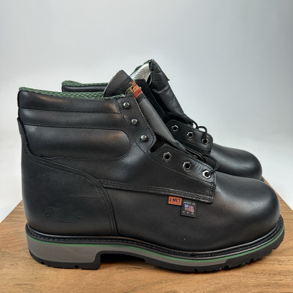 New Mens Thorogood Leather Black Safety Toe Work Boots Shoes Size 11 EEE